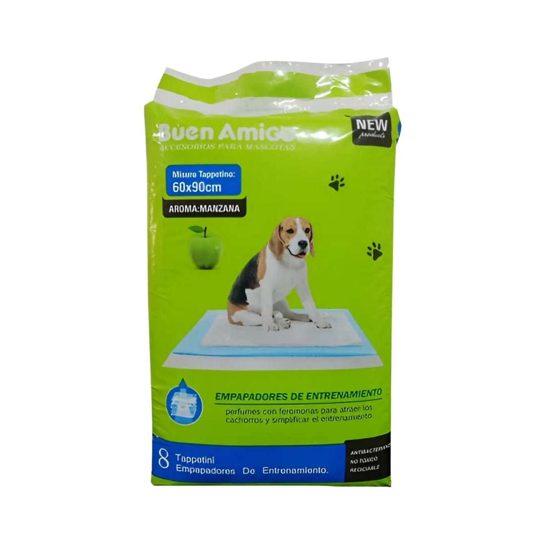 Sabanillas Entrenamiento Mascotas 60x90 cm 8 Unidades Aroma Manzana - Buen Amigo