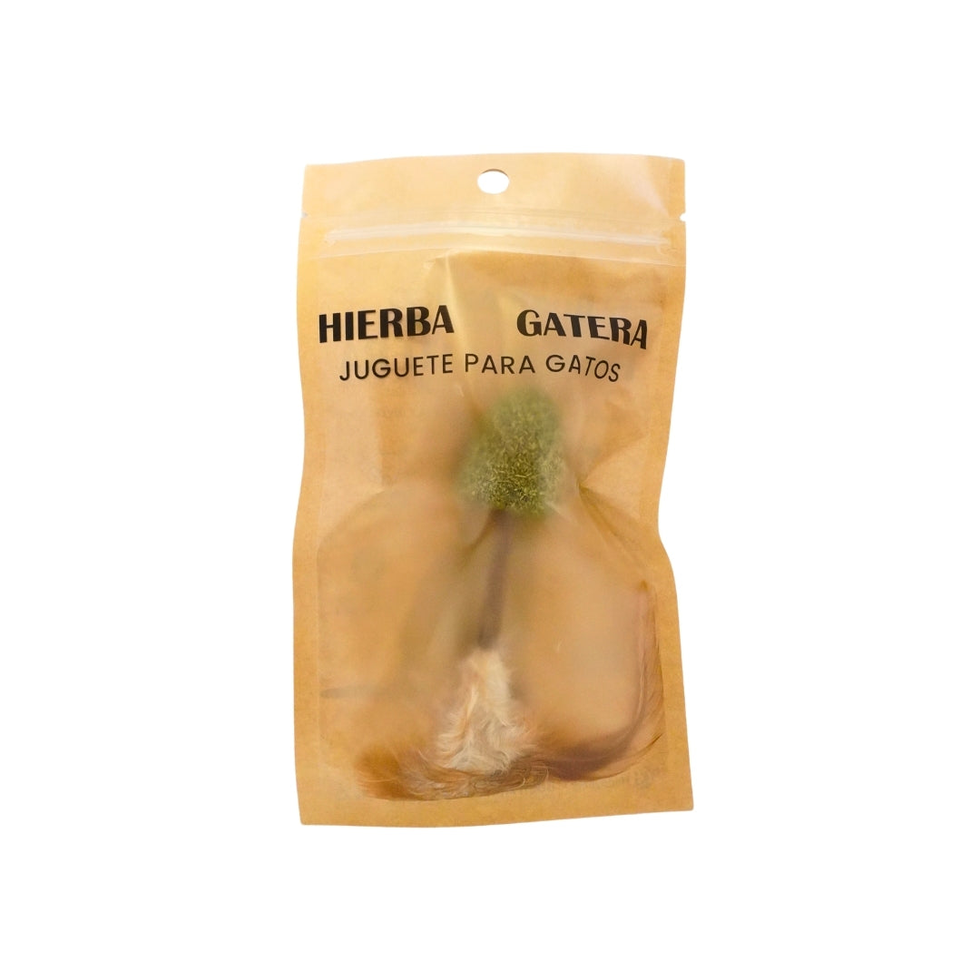 JUGUETE DE HIERBA GATERA CON PLUMAS PARA GATOS – Buen Amigo