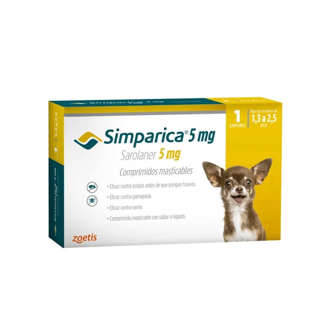 SIMPARICA 3 COMPRIMIDOS PARA PERROS DE 1,3 A 2,5 KG