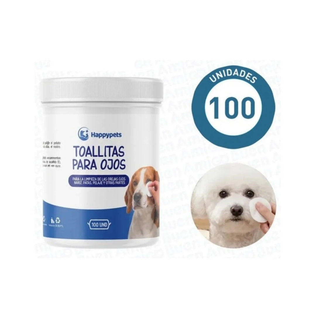Toallitas para Ojos Happypets – 100 Unidades