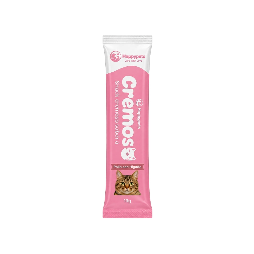 Snack Cremoso para Gatos Pollo con Hígado Happypets 13 g