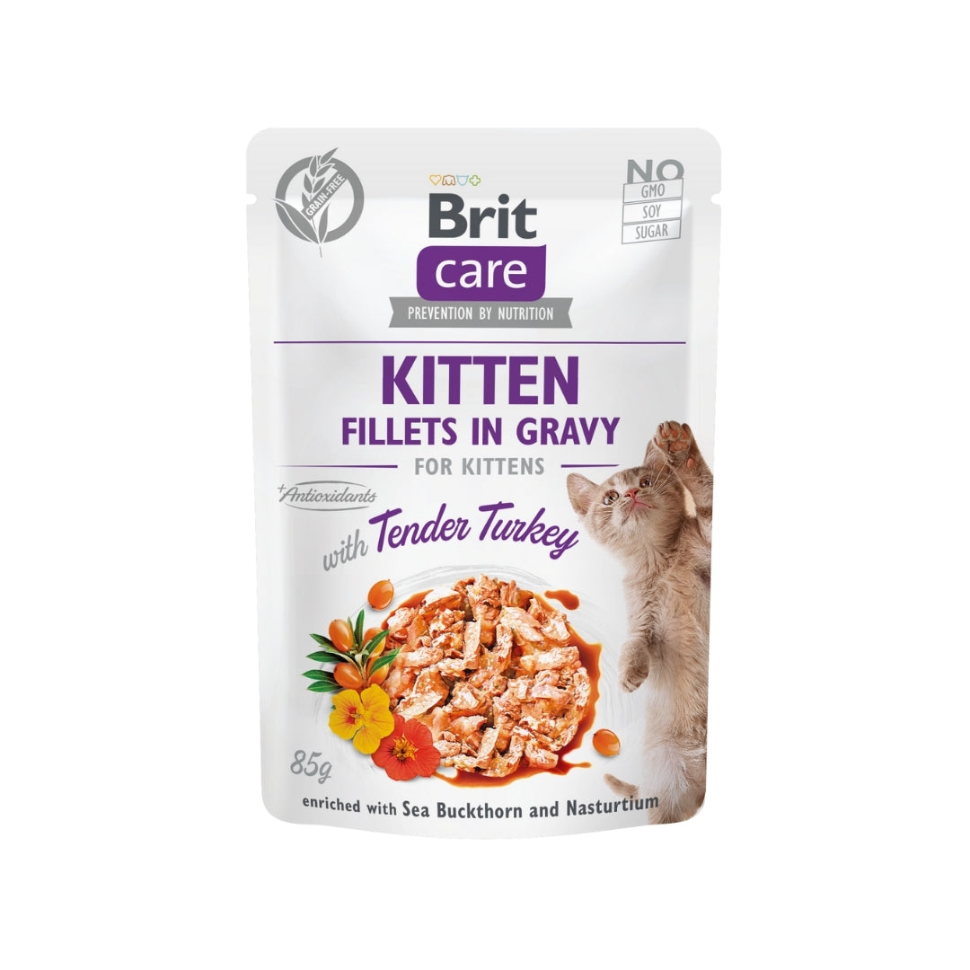 Brit Care Cat Kitten Fillets in Gravy with Tender Turkey 85 g - Gatos