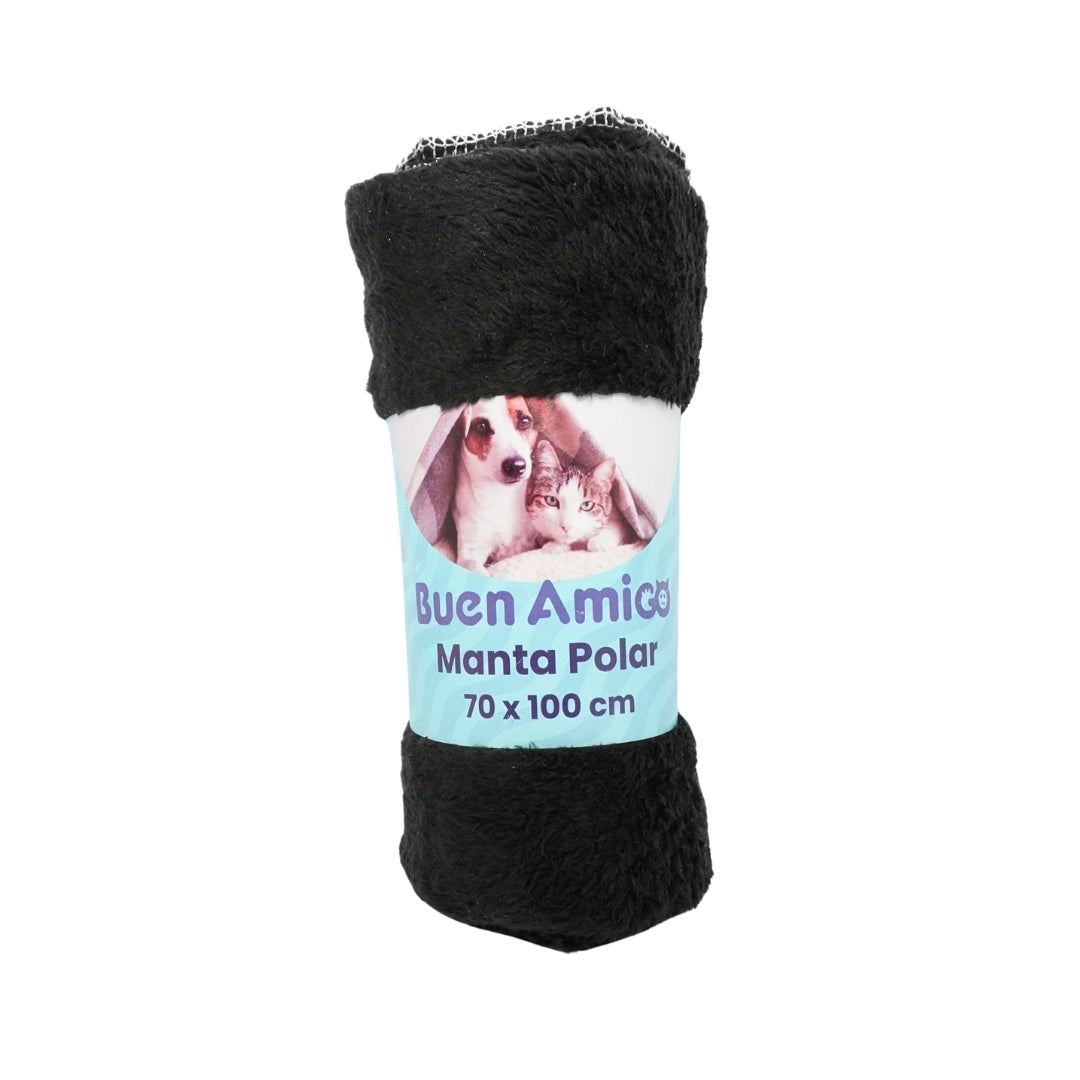 MANTA POLAR 70 x 100 CM PARA MASCOTAS NEGRA  – Buen Amigo